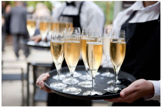 Champagne service for a wedding reception